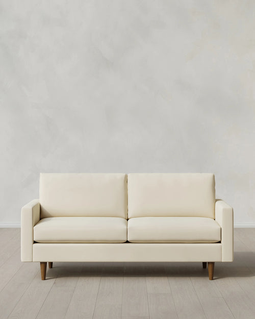 Atlas Midcentury Sofa in Performance Velvet - 6ft / Ivory