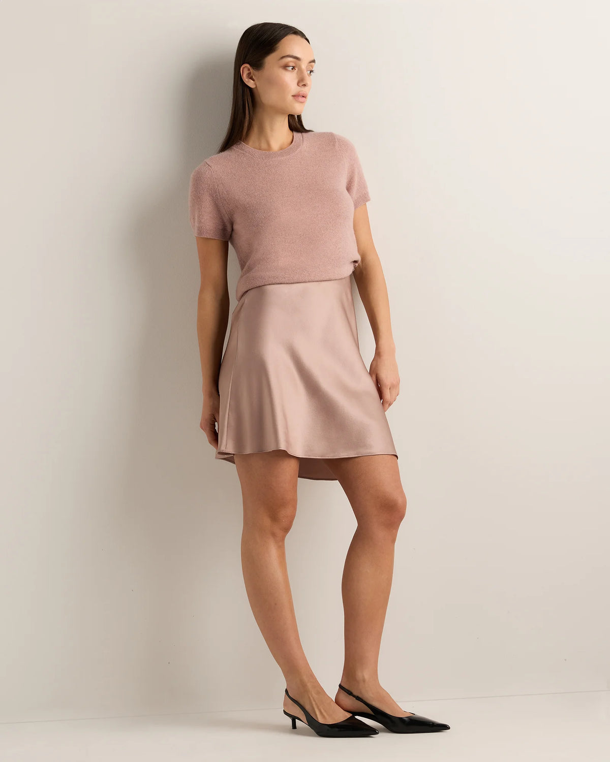 100% Washable Silk Mini Skirt - XS / Champagne