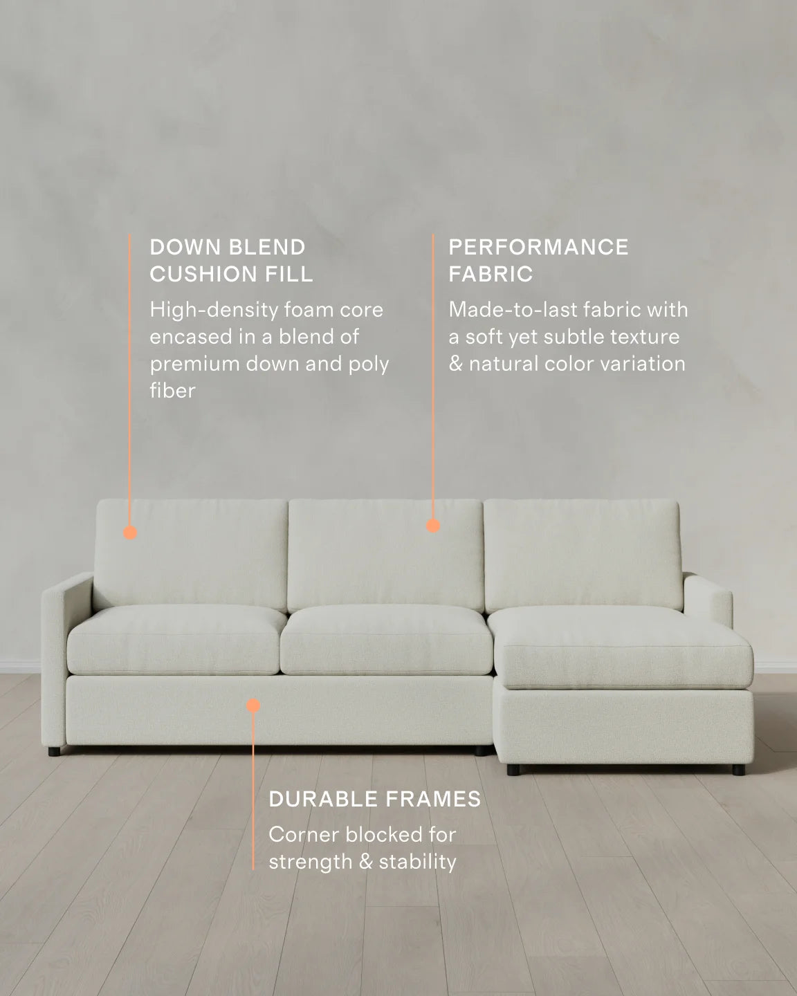 Brennan Chaise Sectional in Performance Basketweave - Right Arm / Flax