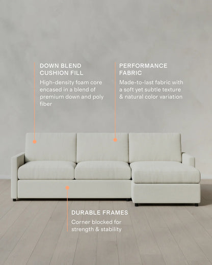 Brennan Chaise Sectional in Performance Basketweave - Right Arm / Flax