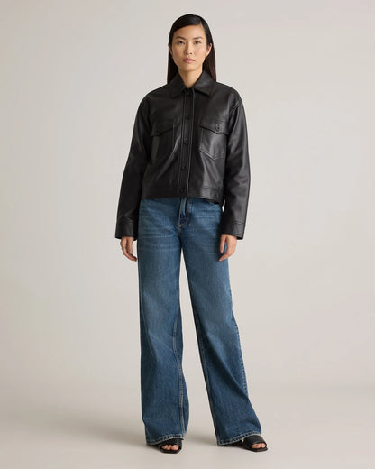 100% Leather Cropped Jacket - XS / Rich Brown
