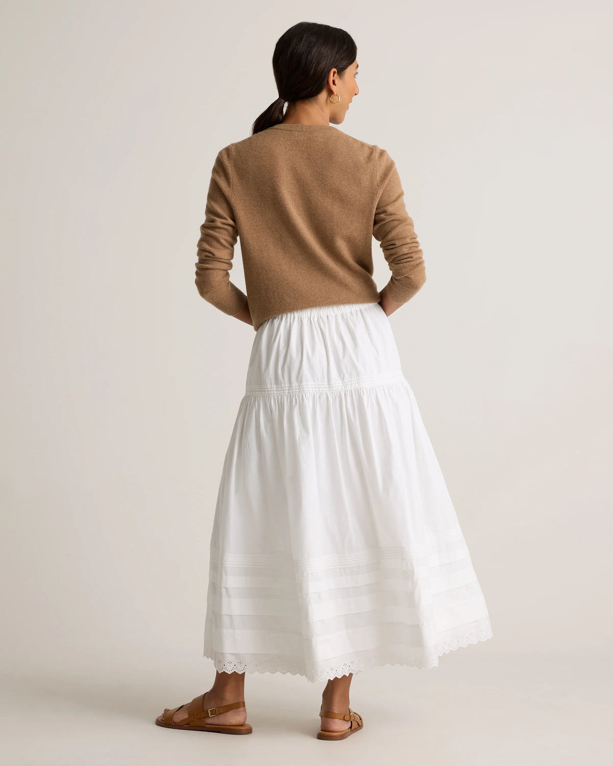 100% Organic Cotton Poplin Pintuck Maxi Skirt - XS / Black