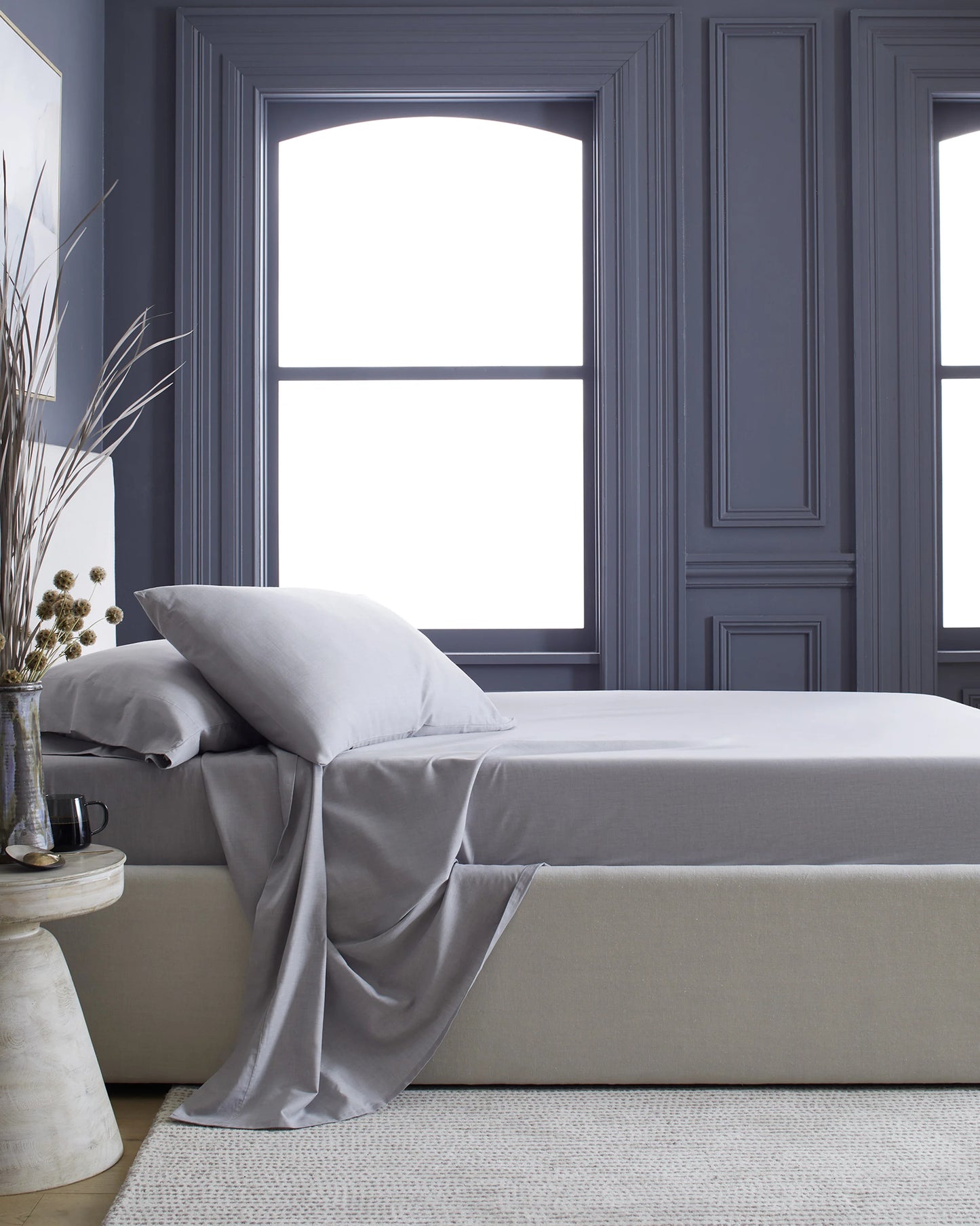 Mongolian Cashmere Cotton Pillowcase Set - Standard / Grey