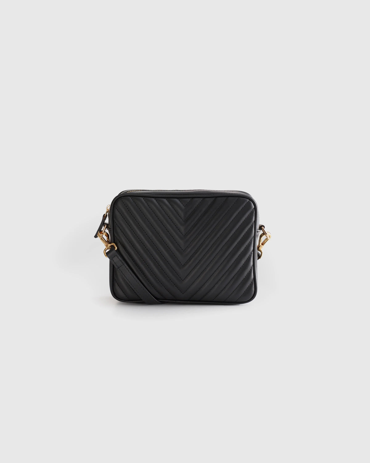 Italian Leather Quilted Crossbody Bag - One Size / Black