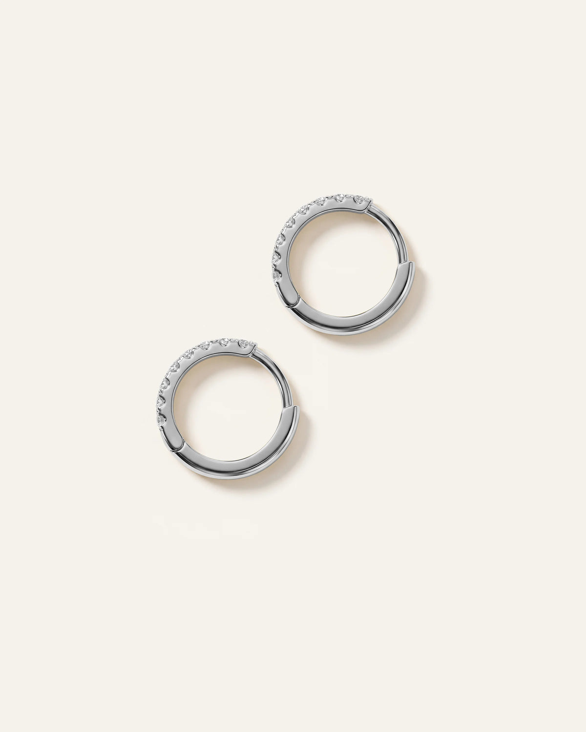 14K Gold Pave Diamond Second Piercing Tiny Huggie - Pair - One Size / Yellow Gold