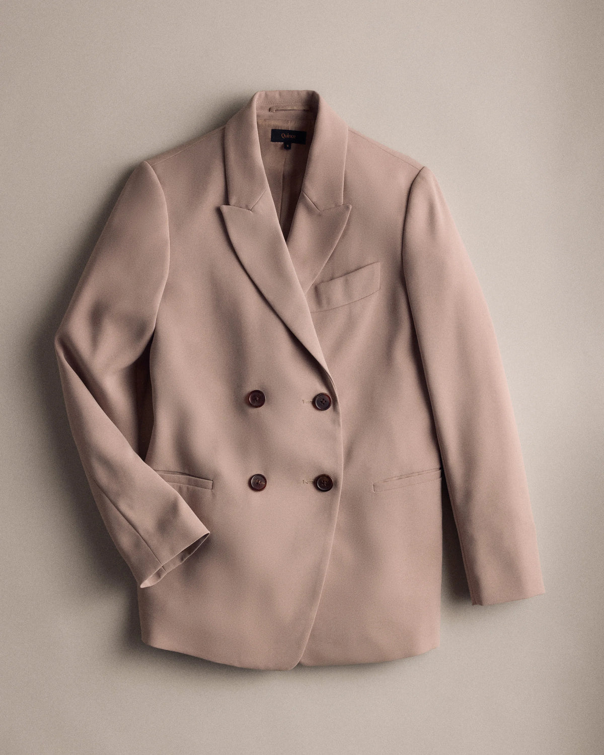Stretch Crepe Relaxed Double-Breasted Blazer - XS / Sand