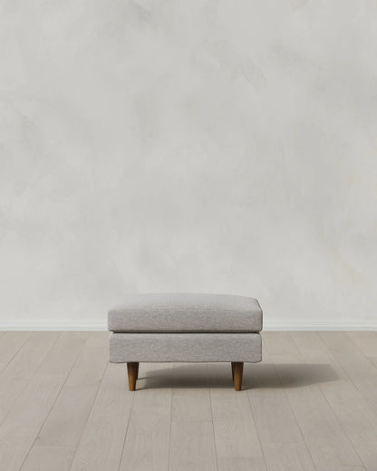 Atlas Midcentury Ottoman in Performance Basketweave - 31.5" / Navy