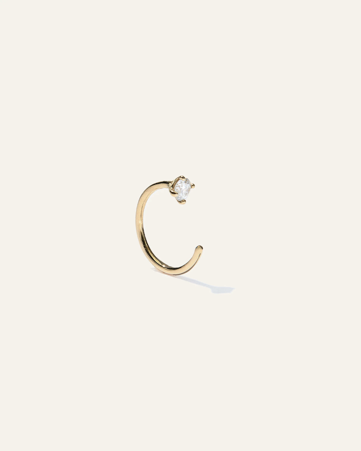 14K Gold Diamond Single Open Reverse Huggie - One Size / Yellow Gold