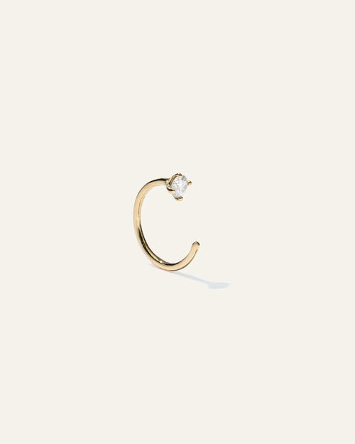 14K Gold Diamond Single Open Reverse Huggie - One Size / Yellow Gold