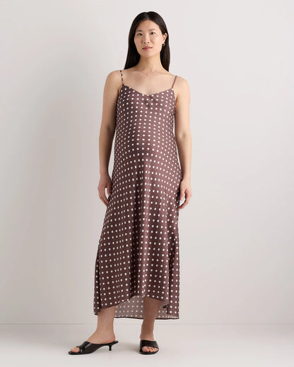 Washable Stretch Silk Maternity Slip Dress - XS / Moonstone Blue Heirloom Floral
