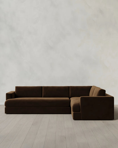 Sierra Curved Arm L Sectional in Performance Velvet - Right Arm / Sable