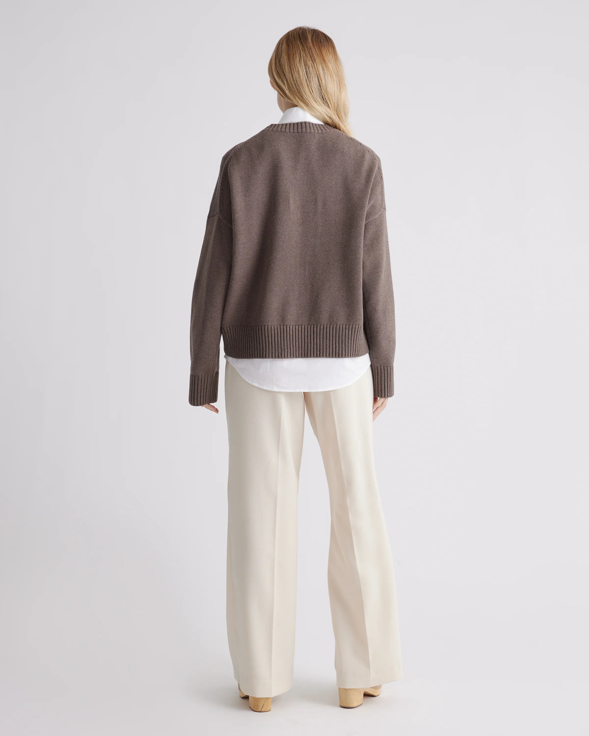 100% Organic Cotton Boyfriend Crew Sweater - XS / Speckled Beige