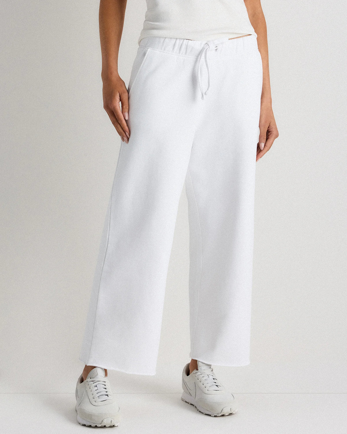 Organic French Terry Cropped Wide Leg Pants - XS / Ruby Red