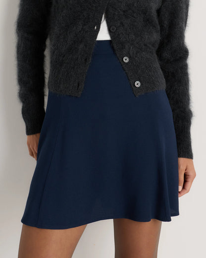 Lightweight Crepe A-Line Mini Skirt - XS / Moonstone Blue