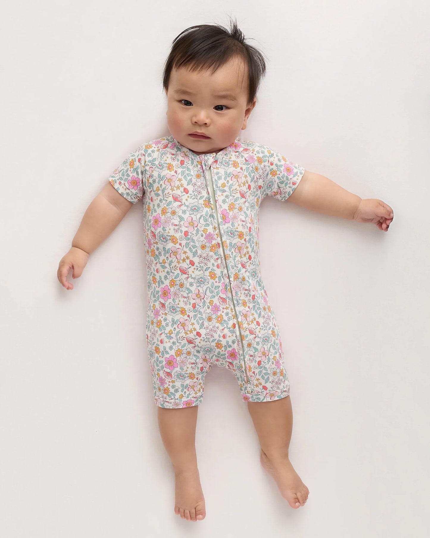 Bamboo Shortie Onesie Pajama - 0-3M / Blue Cars