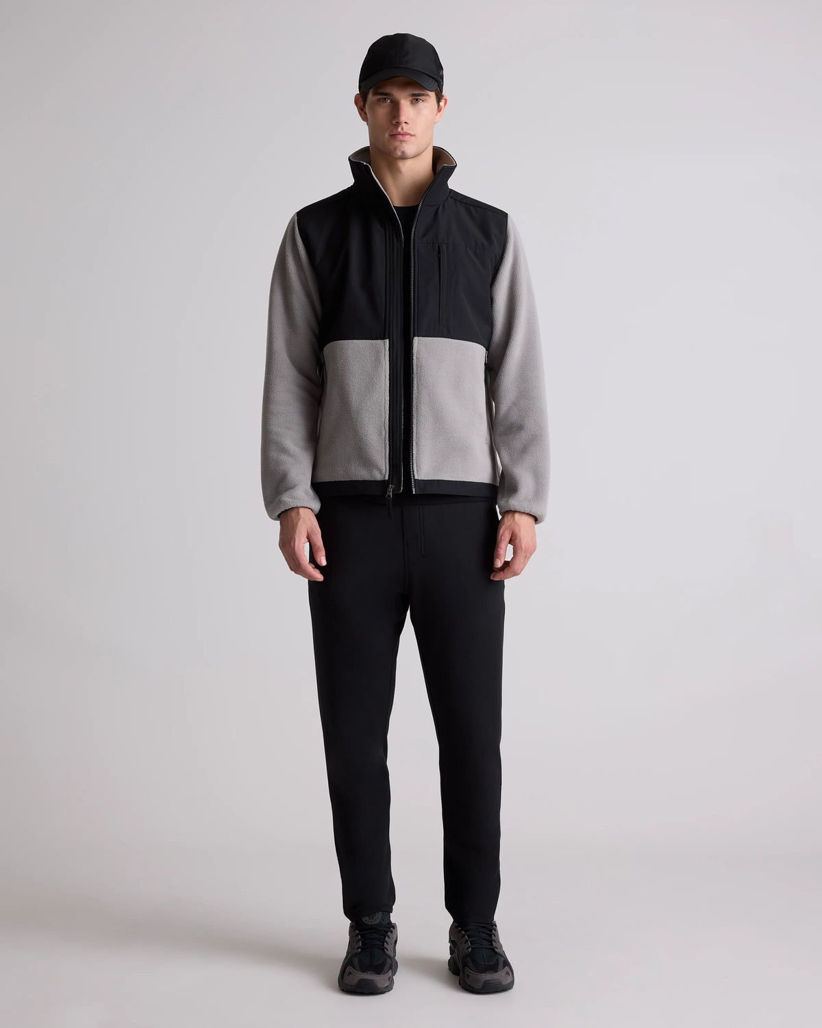 Polar Fleece Full-Zip Jacket - S / Gravel/Bold Black