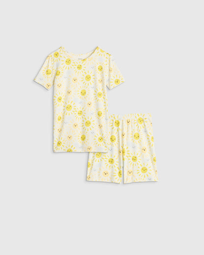 Bamboo Short Sleeve and Shorts Pajama Set - 6 / Lavender Hearts