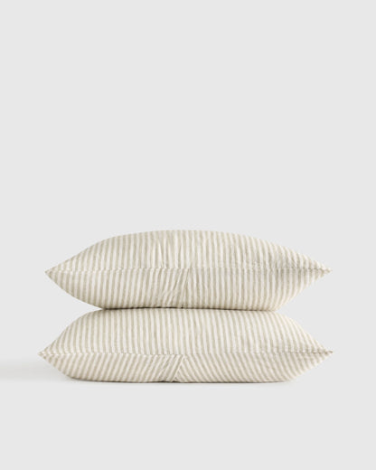European Linen Stripe Sham Set - Standard / Natural/White Stripe