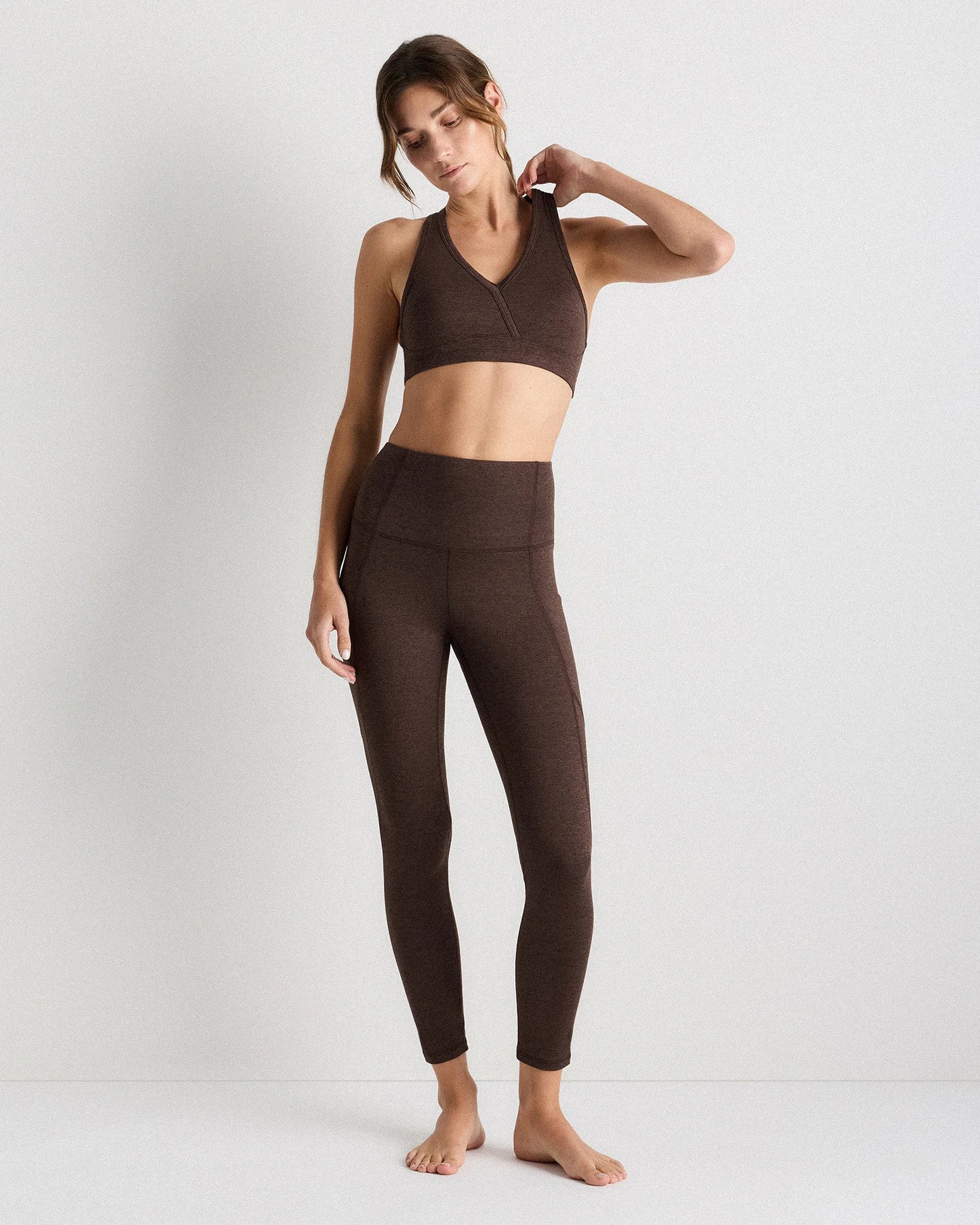 Ultra-Soft V-Neck Racerback Bra - XS / Heather Black