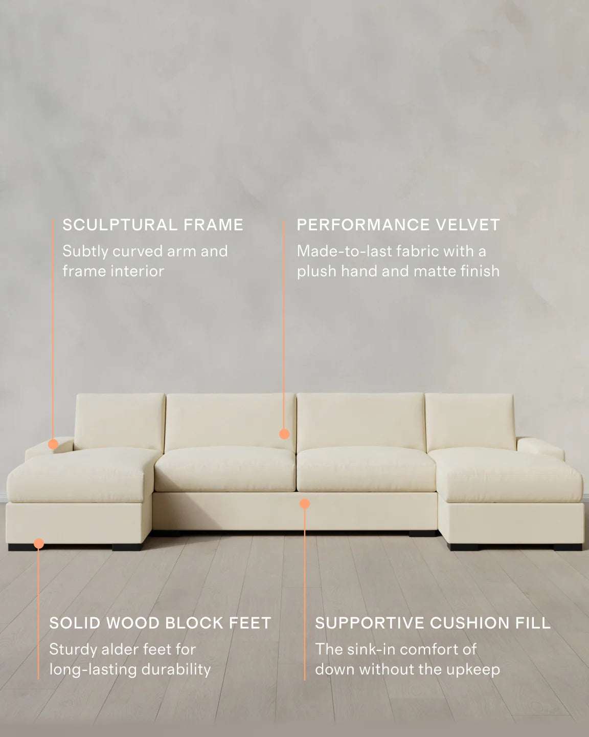 Stillman U Sectional in Performance Velvet - One Size / Java