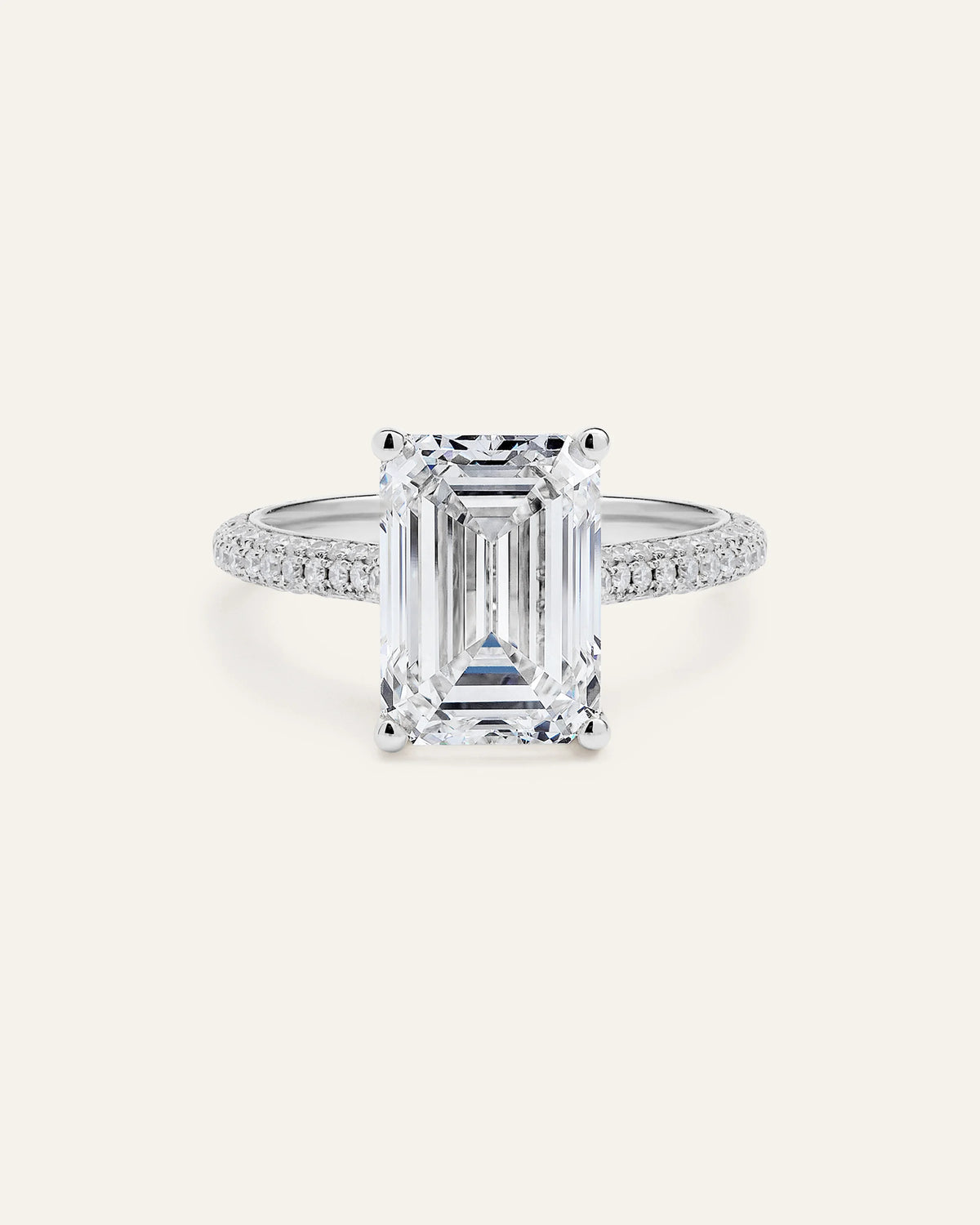 Lab Grown Diamond Emerald Pave Cathedral Engagement Ring - 5ct - 4 / Yellow Gold