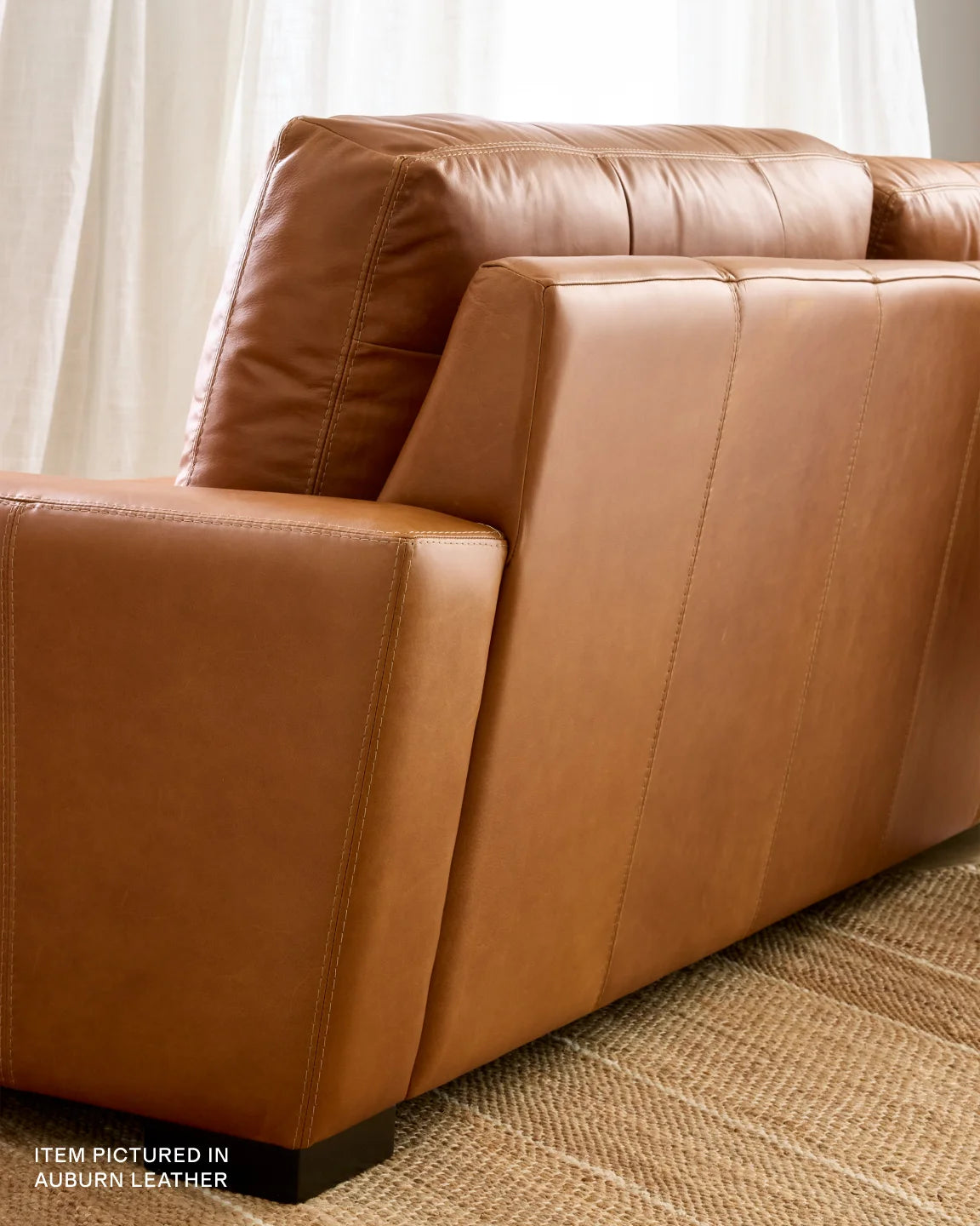 Stillman Chaise Sectional in Leather - 116" Right Arm / Auburn