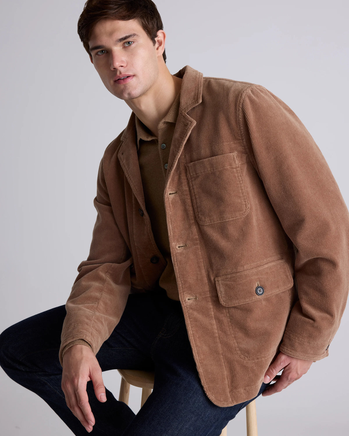 Organic Stretch Corduroy Chore Jacket - S / Seaweed