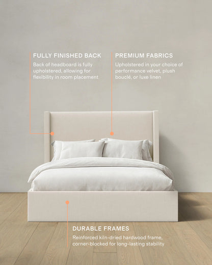 Wingback Bed in Performance Linen Blend - Full / Ivory