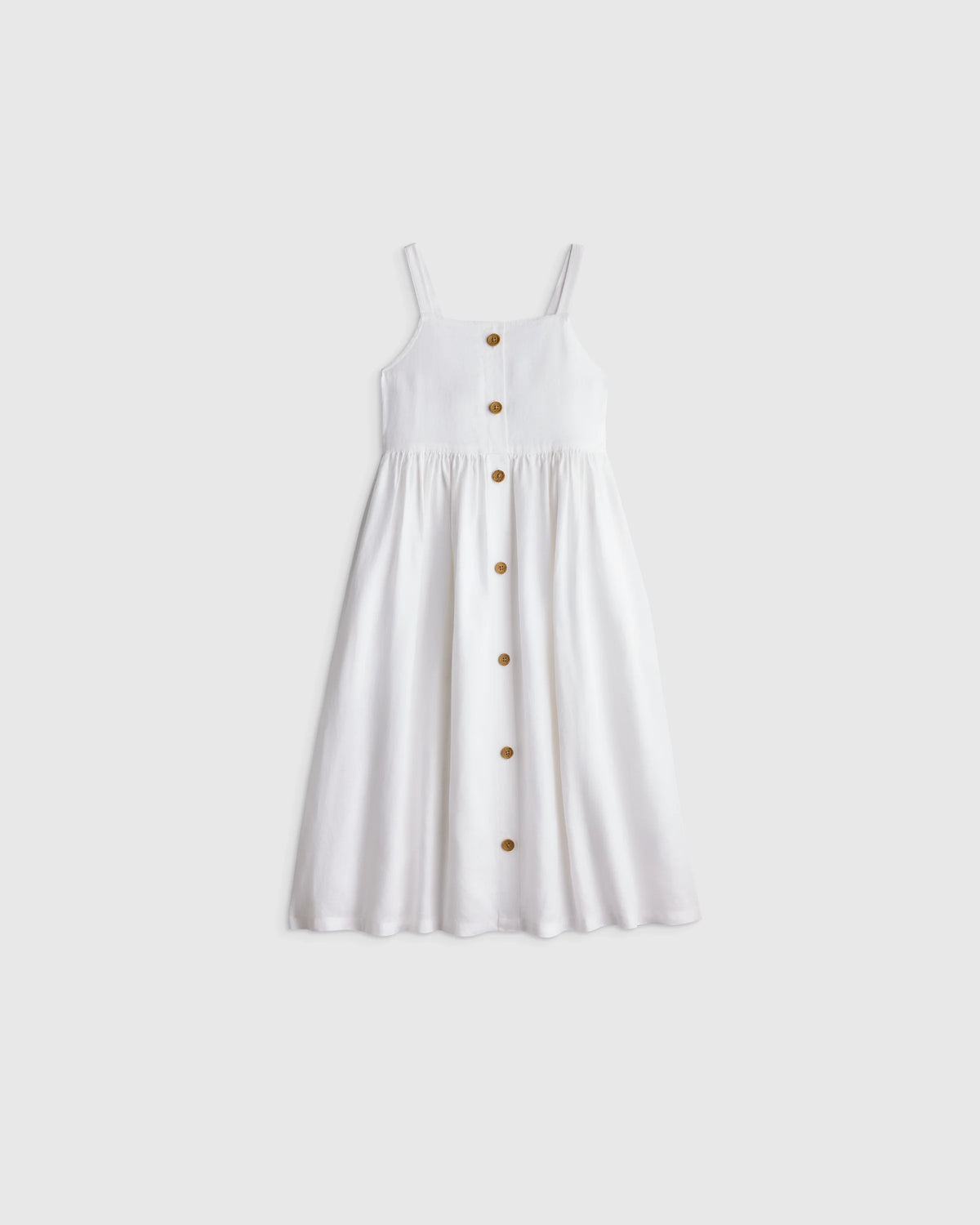 Girls Sleeveless 100% Linen Dress - 2T / White