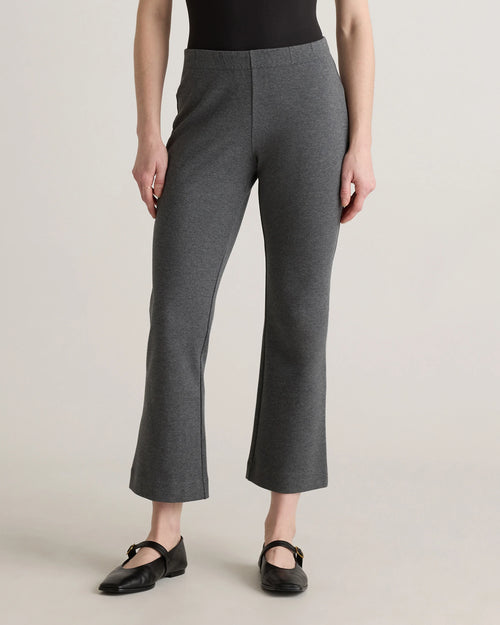 Organic Cotton Double Knit Kick Flare Pants - XS / Heather Charcoal Grey