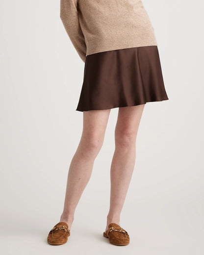 100% Washable Silk Mini Skirt - XS / Champagne