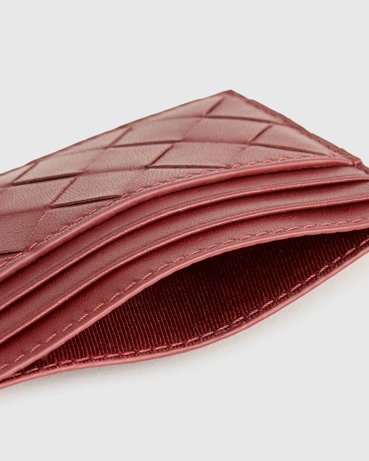 Italian Handwoven Leather Small Card Case - One Size / Cognac
