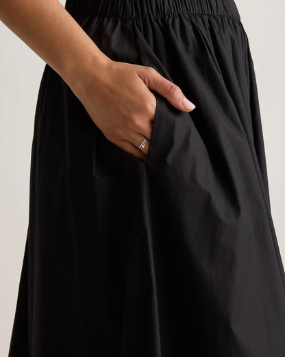 100% Organic Cotton Poplin A-line Maxi Skirt - XS / Black