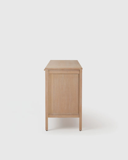 Solid Wood and Natural Rattan Sideboard - One Size / Natural