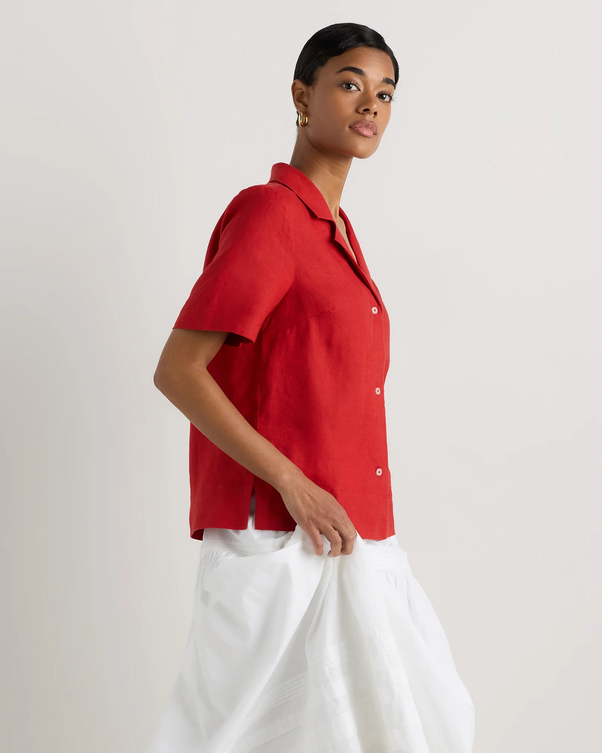100% European Linen Short Sleeve Shirt - XS / Moonstone Blue