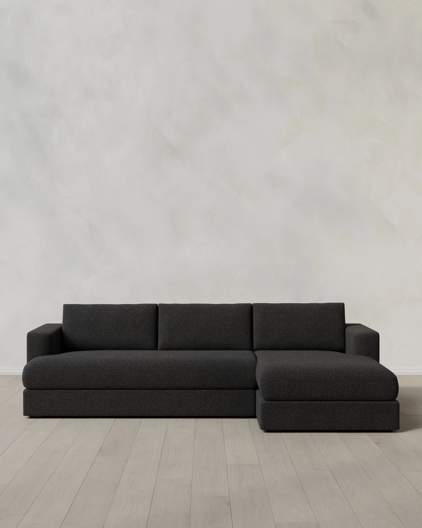 Sierra Curved Arm Chaise Sectional in Performance Boucle - Right Arm / Linen