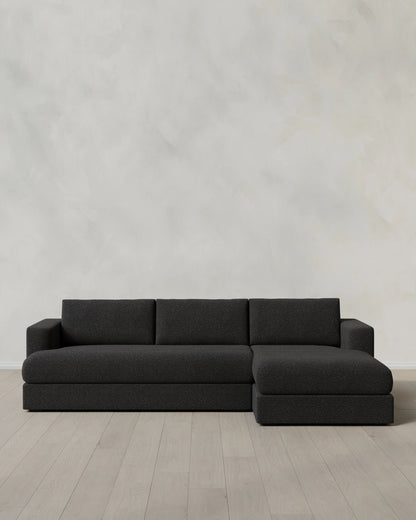 Sierra Curved Arm Chaise Sectional in Performance Boucle - Right Arm / Linen