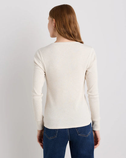 Organic Cotton Micro-Rib Henley Long Sleeve Tee - XS / Heather Oatmeal