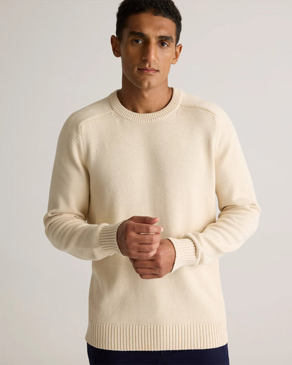 100% Organic Cotton Crewneck Sweater - S / Speckled Beige