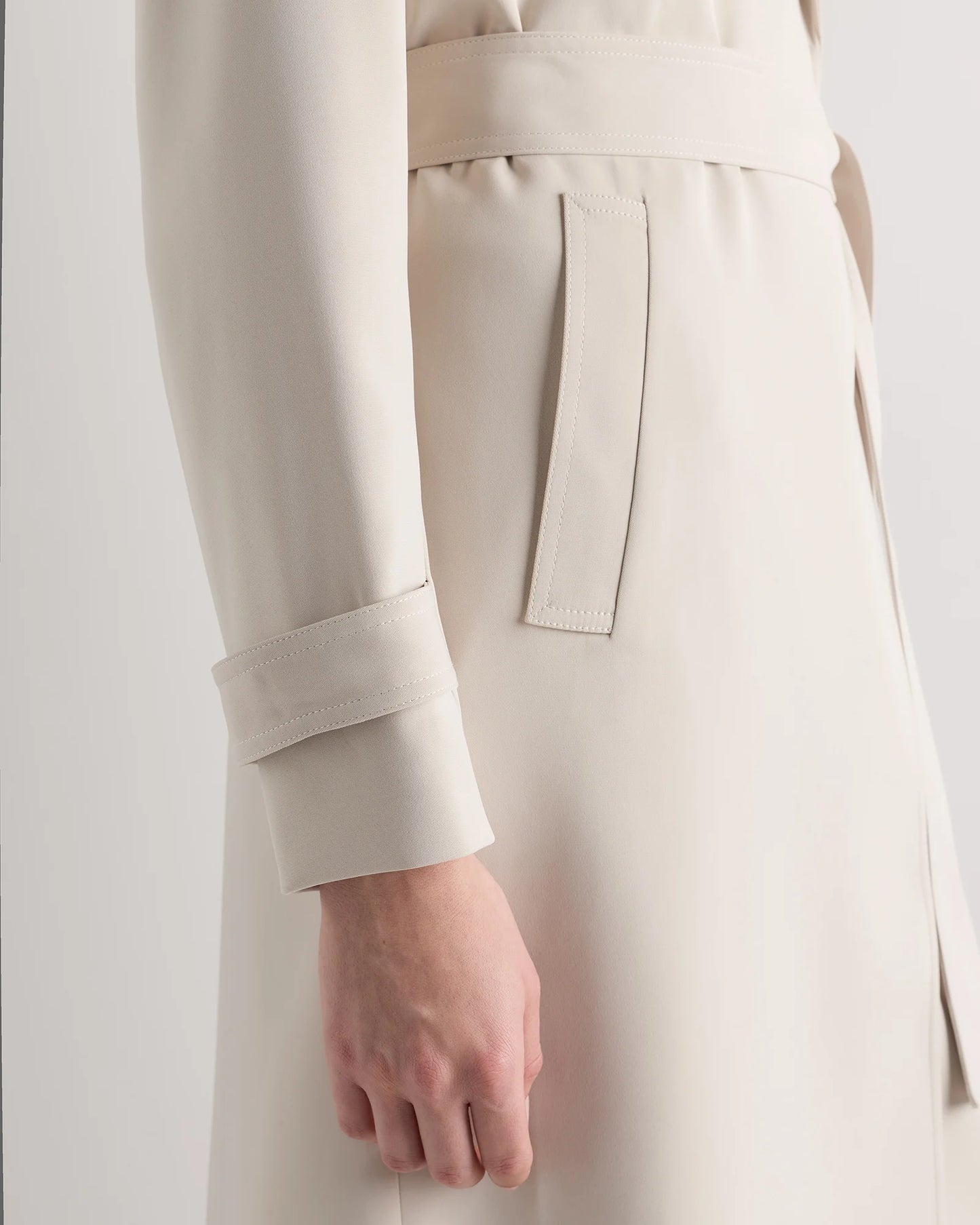 Stretch Crepe Trench Coat - XS / Olive