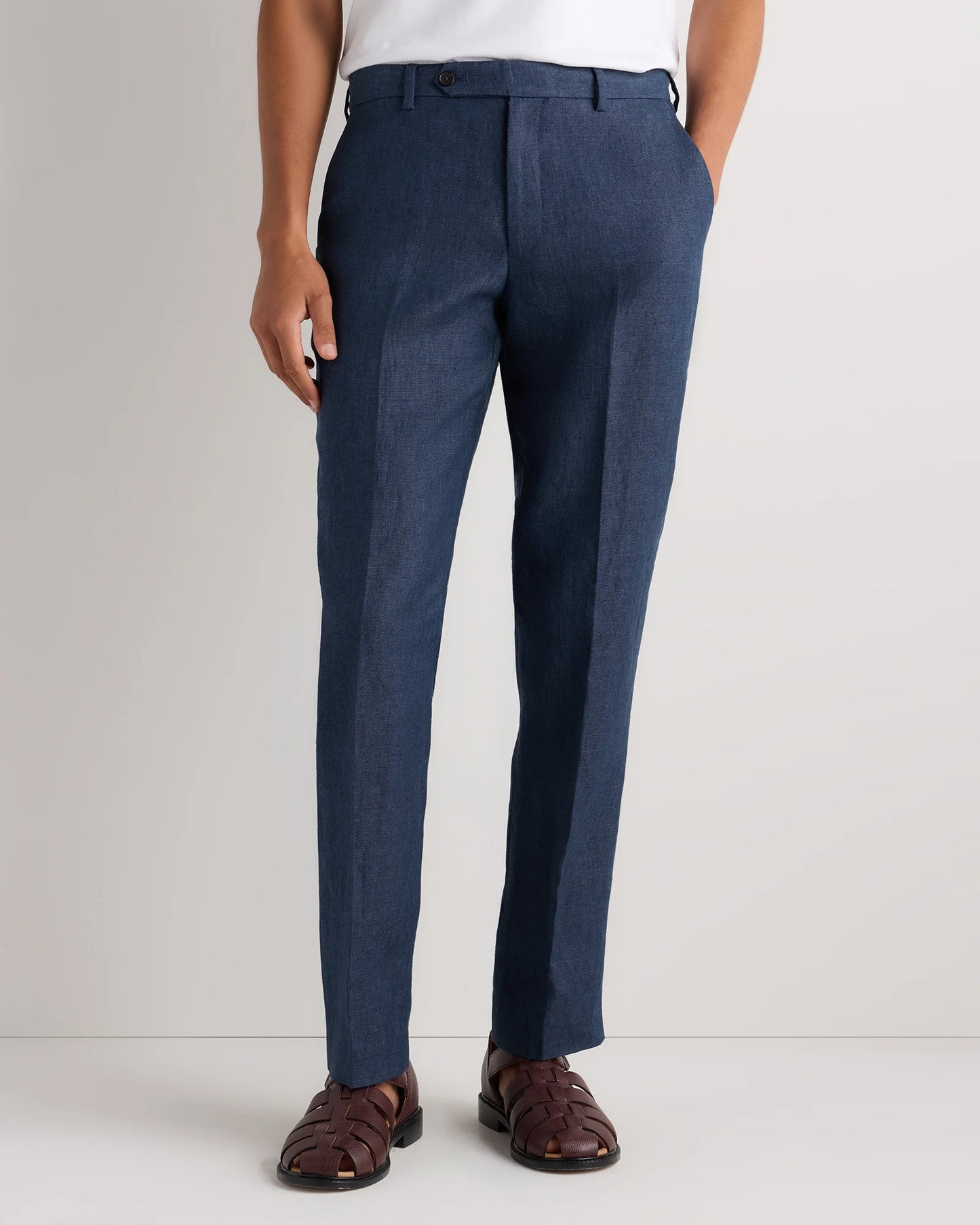 100% European Linen Tailored Dress Pants - 30X30 / Washed Navy