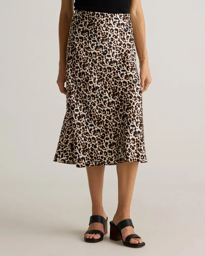 100% Washable Silk Skirt - XS / Champagne