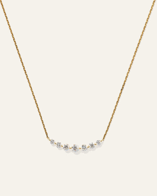 14K Gold Lab Grown Diamond Graduated Bar Necklace - One Size / Yellow Gold
