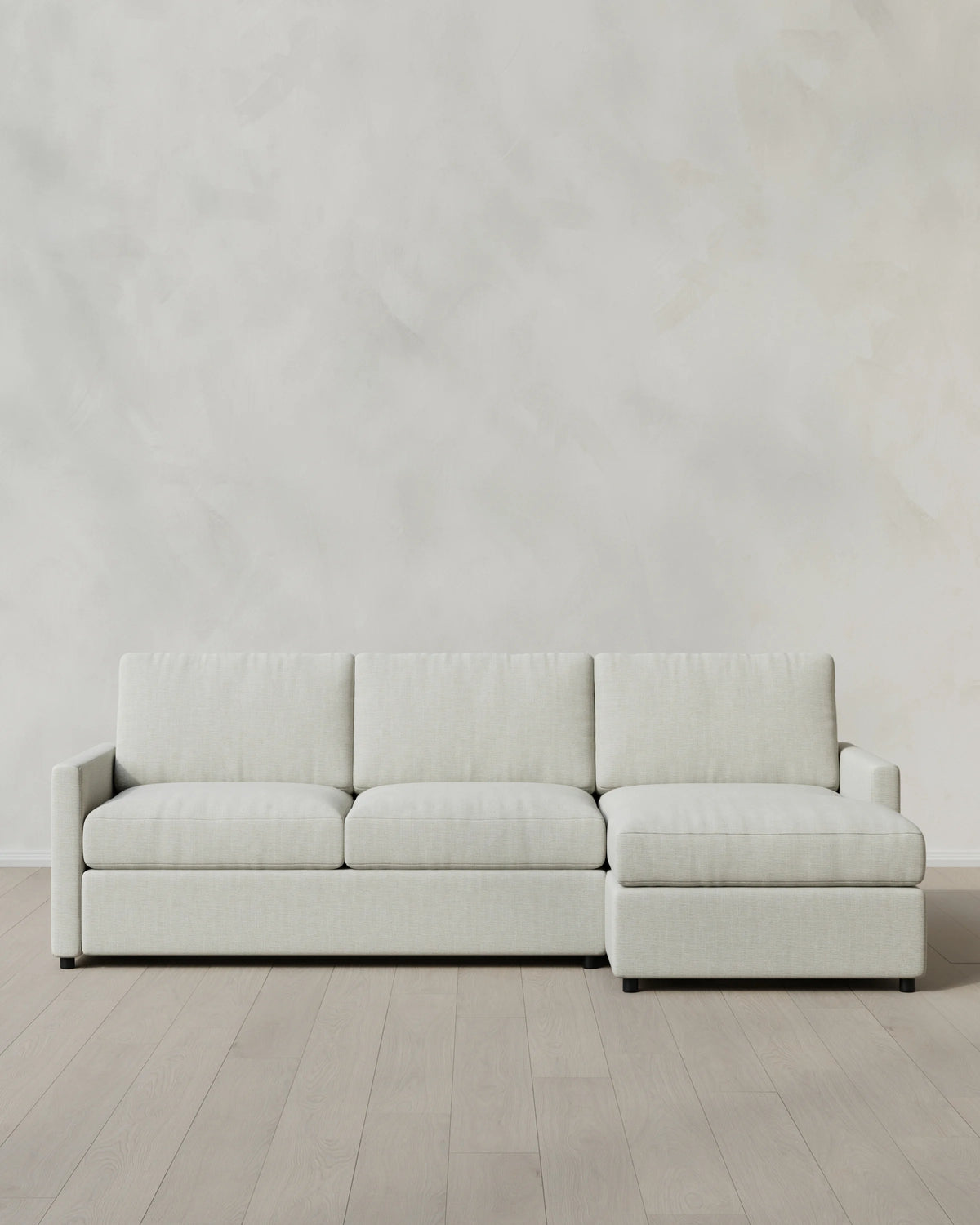 Brennan Performance Chenille Linen Blend Chaise Sectional - Right Arm / Snow