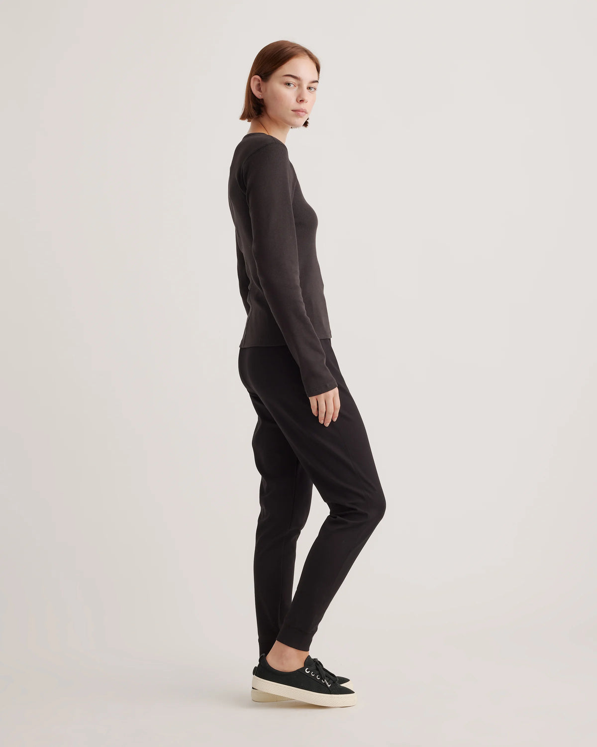 Organic Cotton Micro-Rib Long Sleeve Tee - XS / Moonstone Blue