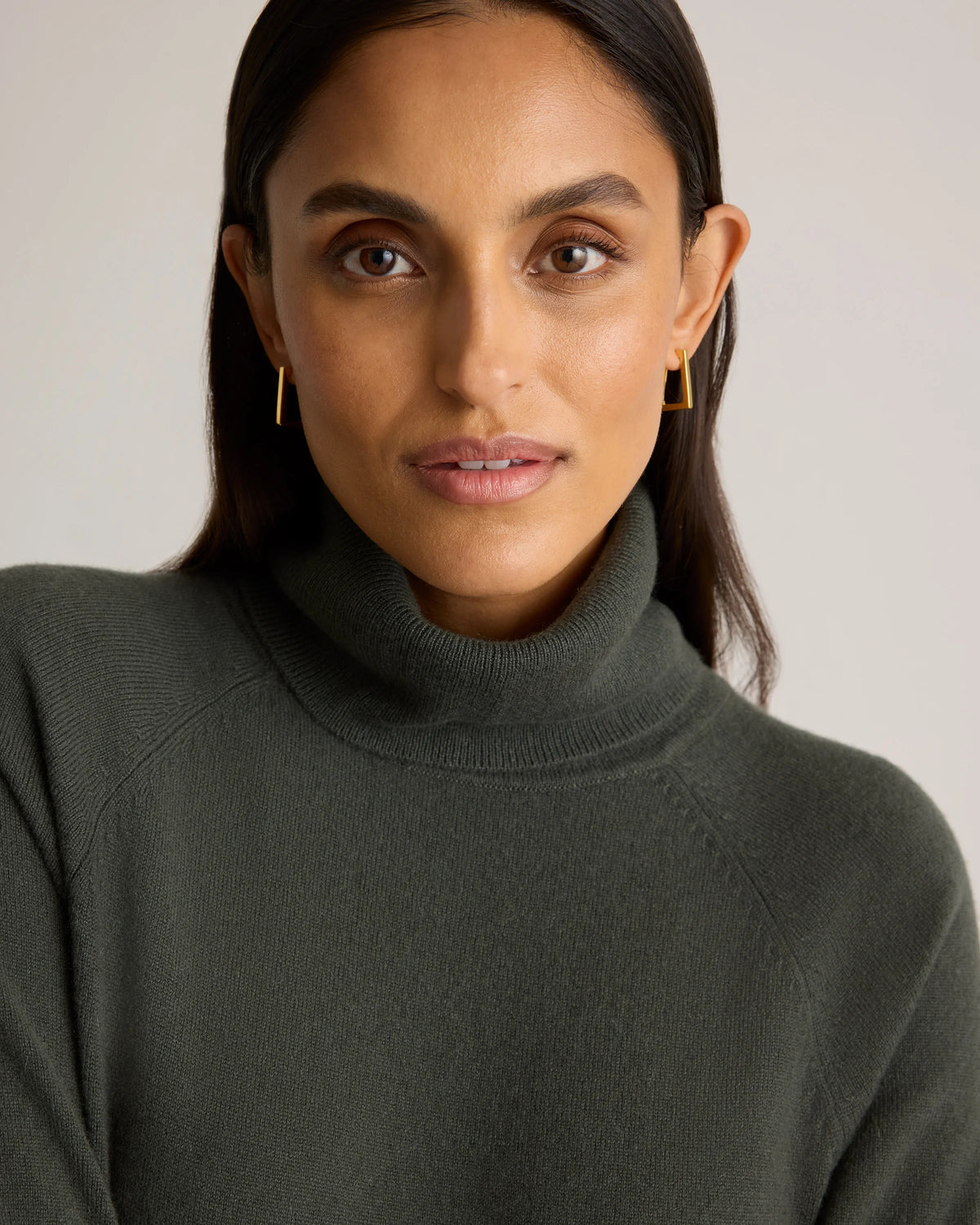 Mongolian Cashmere Turtleneck Sweater Dress - XS / Moss