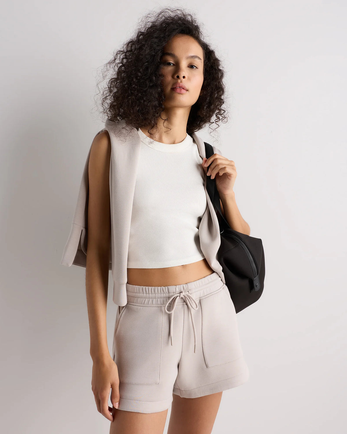 CloudComfort High-Rise Sweatshorts - XS / Pebble Beige