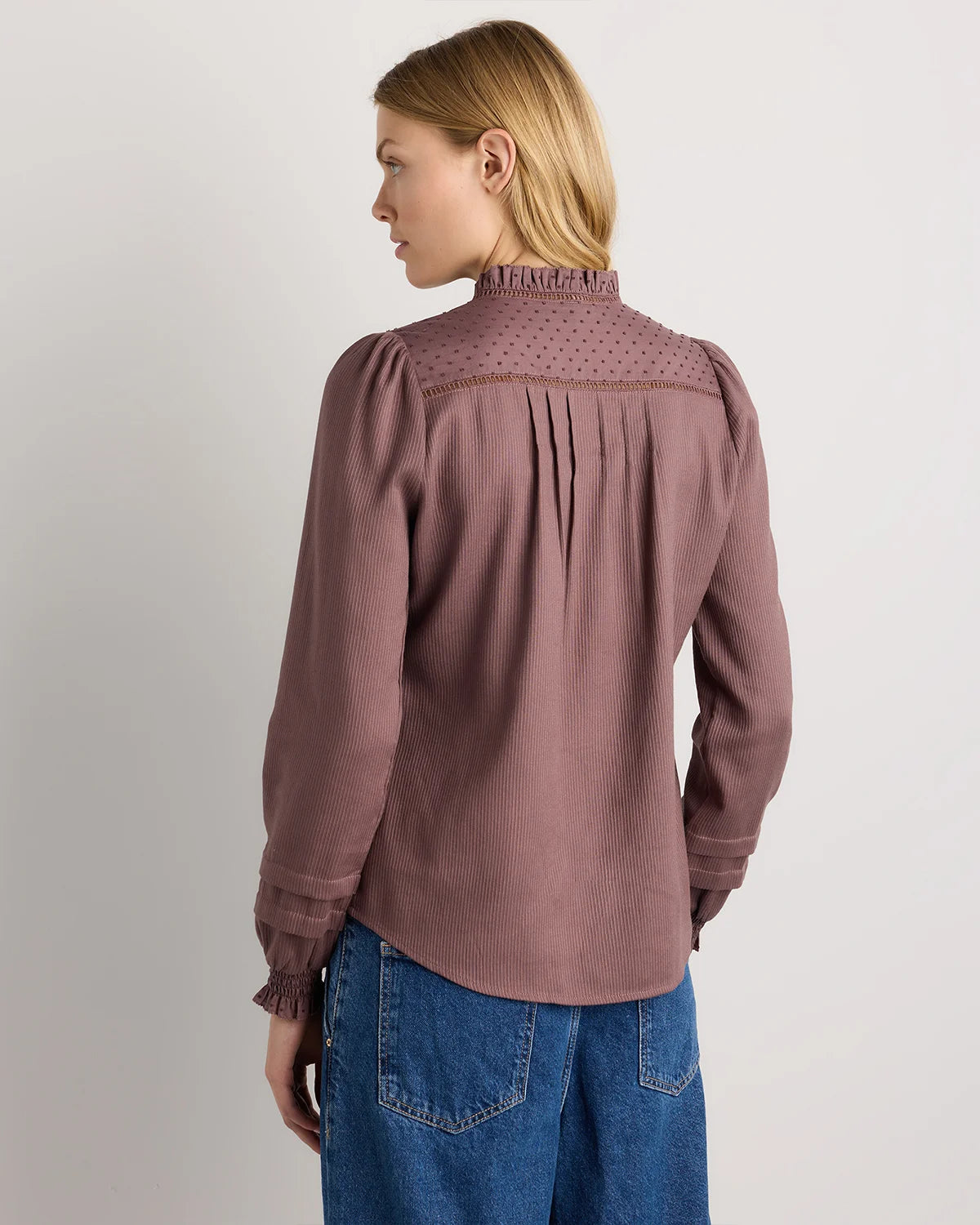 Organic Textured Cotton Peasant Blouse - XS / Pale Custard Yellow