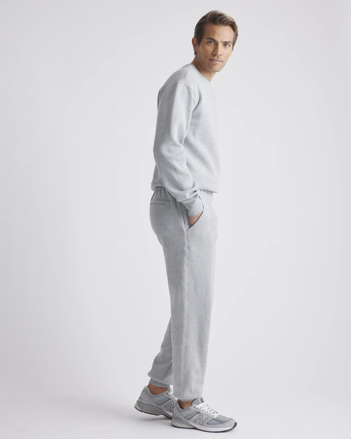 Organic Heavyweight Fleece Crew - S / Heather Grey