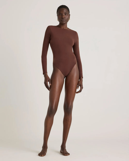 Second Skin Long Sleeve Crew Neck Bodysuit - XS / Cocoa